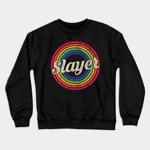 Slayer - Retro Rainbow Faded-Style Crewneck Sweatshirt by MaydenArt